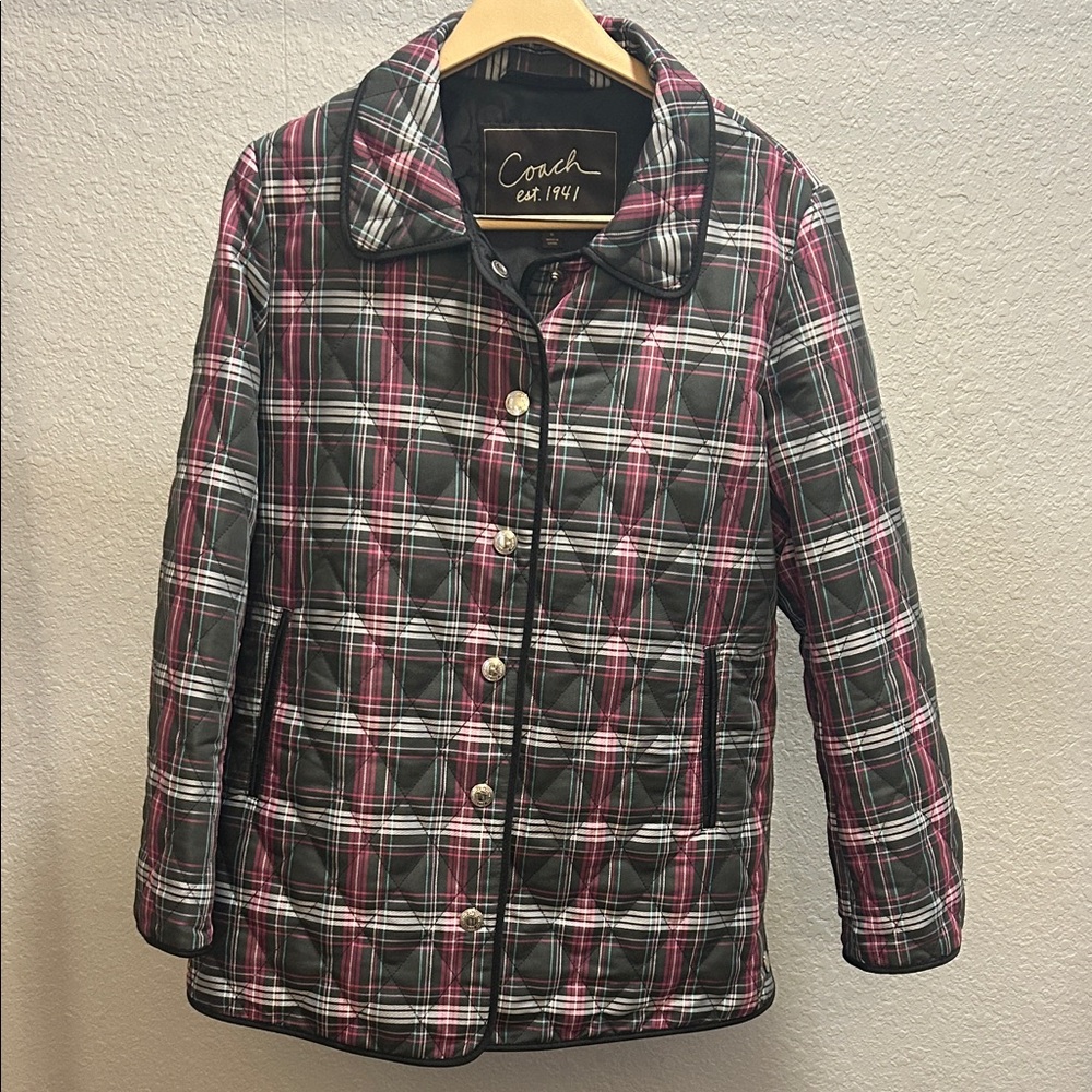 Coach Multicolor Quilted Plaid Jacket